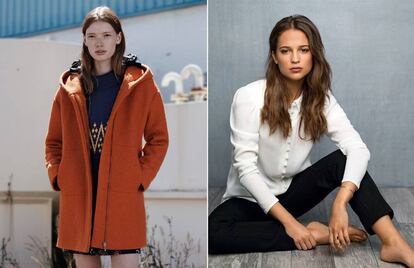 A modelo Julia Hafstrom posando para a Zara, e a atriz Alicia Vikander.