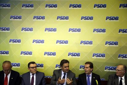 Aécio Neves, na coletiva de imprensa em Brasília.