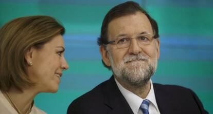 Dolores de Cospedal y Mariano Rajoy, este martes.