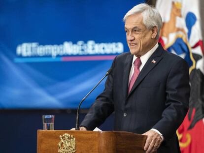 O presidente de Chile, Sebastián Piñera, no ato de promulgação da lei.