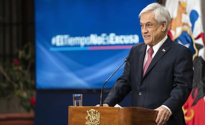 El presidente de Chile, Sebastián Piñera, en el acto de promulgación de la ley. 