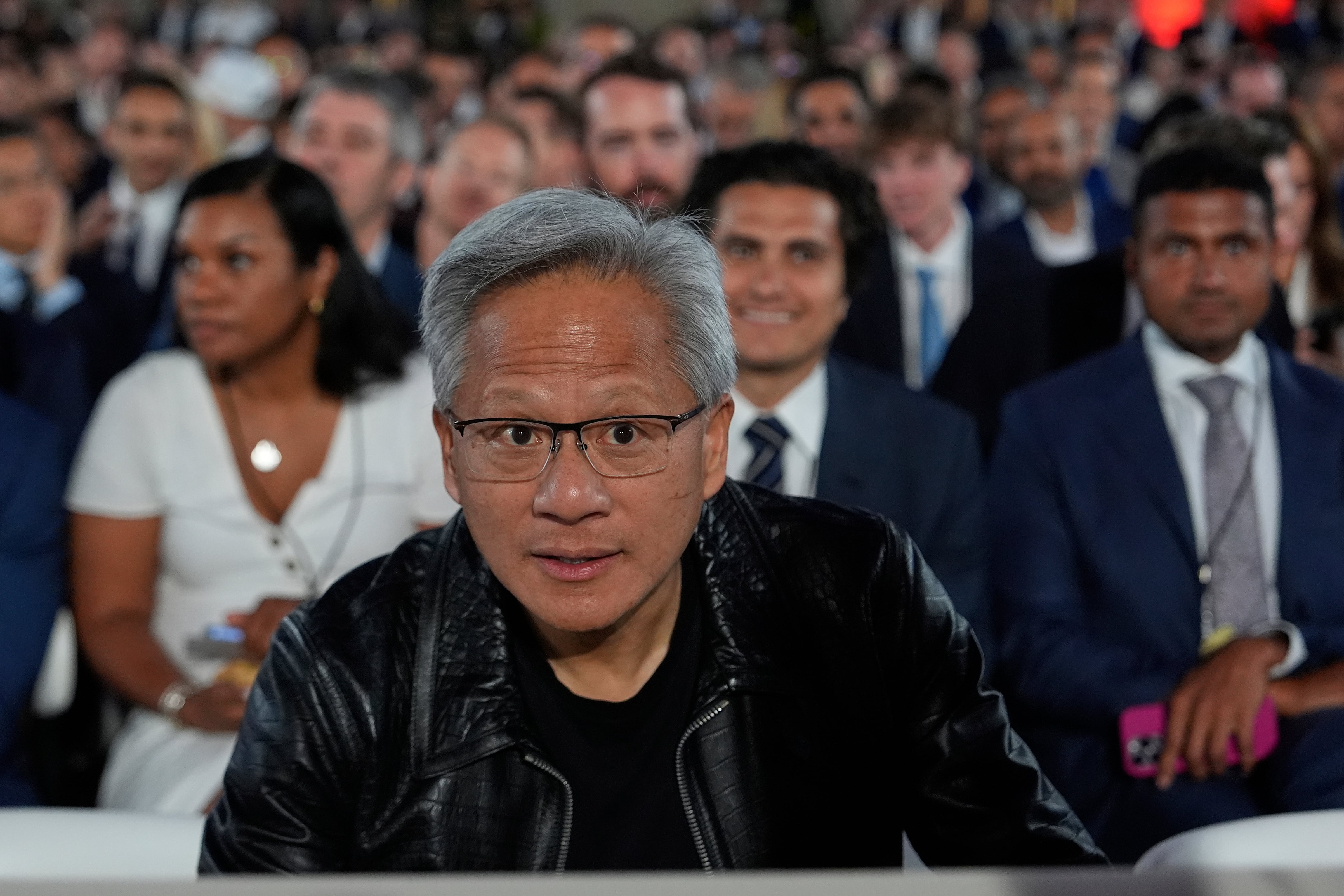El consejero delegado de Nvidia, Jensen Huang, durante un acto sobre inteligencia artificial en Washington, el pasado 23 de julio.