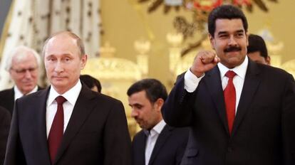 Nicol&aacute;s Maduro y Vladimir Putin, este lunes en Mosc&uacute;.L