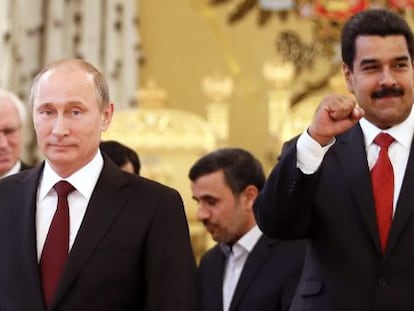 Nicol&aacute;s Maduro y Vladimir Putin, este lunes en Mosc&uacute;.L