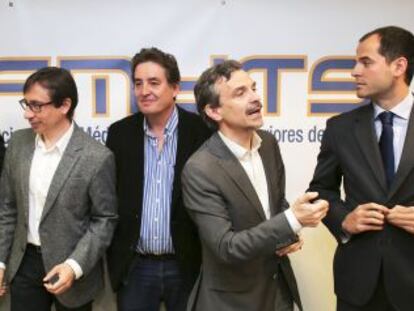 De izquierda a derecha, los candidatos Ángel Gabilondo, Ramón Marcos, Luis García Montero, José Manuel López e Ignacio Aguado.