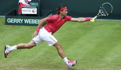 Nadal, en el torneo de Halle.