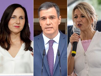 Ione Belarra, Pedro Sánchez y Yolanda Díaz.