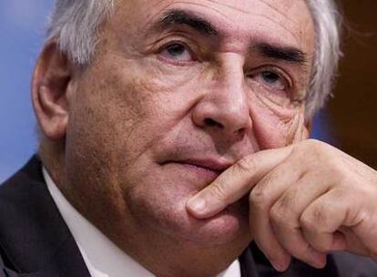 Dominique Strauss-Kahn, durante una conferencia, ayer en Washington.