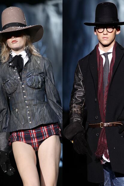 Misma inspiración amish cool para los hombres y mujeres de DsQuared2 otoño-invierno 2011/12.