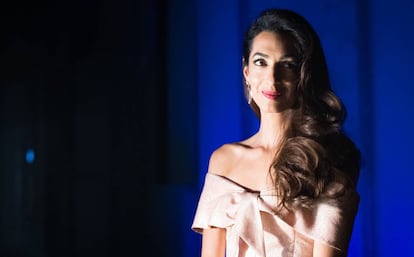 Amal Clooney en una ceremonia en honor a George Clooney en Los Ángeles (California) el 7 de junio.