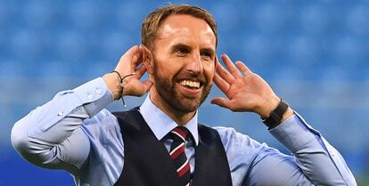 Southgate celebra con su afición el pase a las semifinales.