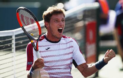 Pablo Carreño celebra la victoria ante Pablo Cuevas.