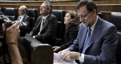 Rajoy, en su escaño del Congreso durante la sesión de control.