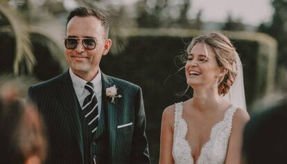 Risto Mejide y Laura Escanes, en el día de su boda, el 20 de mayo de 2017. 