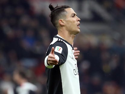 Cristiano Ronaldo celebra un gol al Milan.