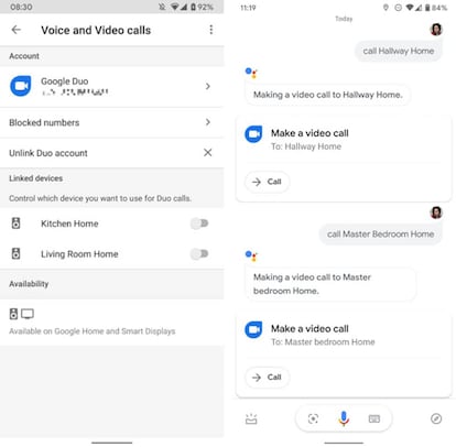 Llamadas de voz con Duo en Google Home.