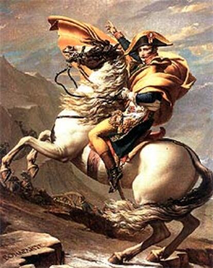 El cuadro <b></b><i>Bonaparte en el Gran San Bernardo,</i> de Jacques-Louis David (Museo Malmaison).