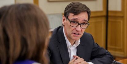 El ministro de Sanidad, Salvador Illa, durante la reunión del Comité de Seguimiento del Coronavirus celebrada en el Ministerio de Sanidad, en Madrid.