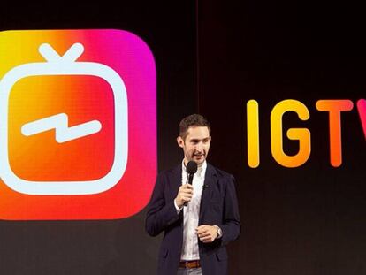 Kevin Systrom, durante la presentación de la nueva aplicación de Instagram.