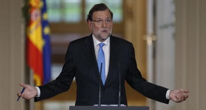 El presidente Mariano Rajoy comparece ante los medios tras el Consejo de Ministros de este lunes.