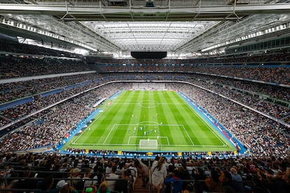 El Santiago Bernabéu, posible escenario de la final del Mundial 2030, en un partido de Liga de esta temporada.