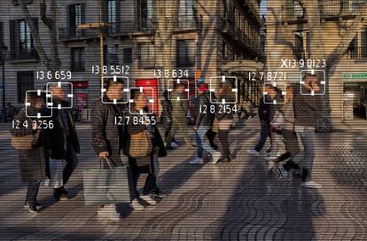 Simulació d'una càmera de vigilància a la Rambla de Barcelona.