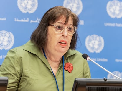 Virginia Gamba, U.N. Special Representative for Children and Armed Conflict, at a press conference in New York.