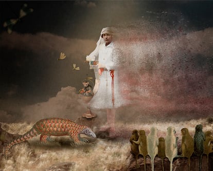 Ilustración de Guadalupe Grande para la portada del libro 'Jarrón y tempestad'. 