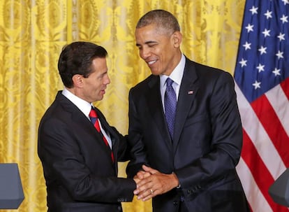 Pe&ntilde;a Nieto y Obama durante la reuni&oacute;n en Washington. 