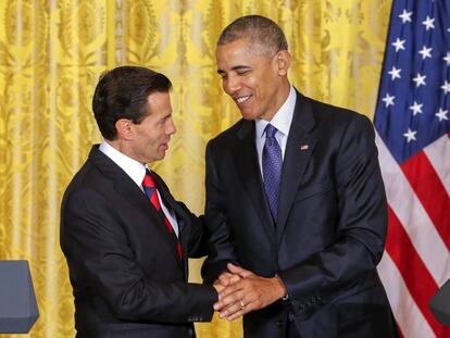 Pe&ntilde;a Nieto y Obama durante la reuni&oacute;n en Washington. 