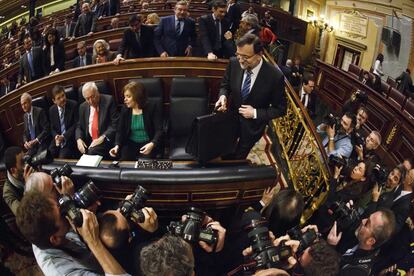 Mariano Rajoy, a su llegada al hemiciclo del Congreso de los Diputados.