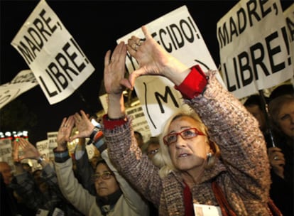 Concentración en Madrid en favor del derecho al aborto en 2008.