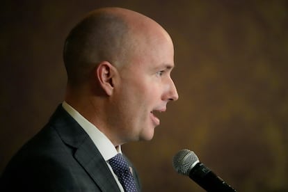 Utah Gov. Spencer Cox speaks during a news conference at the state Capitol on Friday, March 3, 2023, in Salt Lake City.