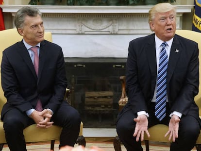 Mauricio Macri junto a Donald Trumo en Washington este jueves.