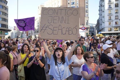 Demonstration against Rubiales in the center of Madrid on August 28, 2023.