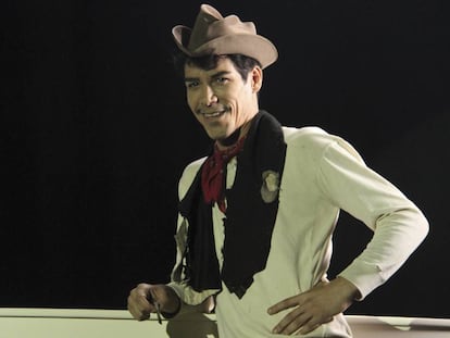 &Oacute;scar Jaenada, caracterizado como Cantinflas.