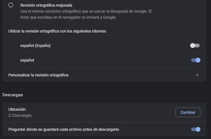 Guarda donde quieras las descargas de por defecto Google Chrome