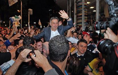 Aécio Neves neste domingo em Belo Horizonte.