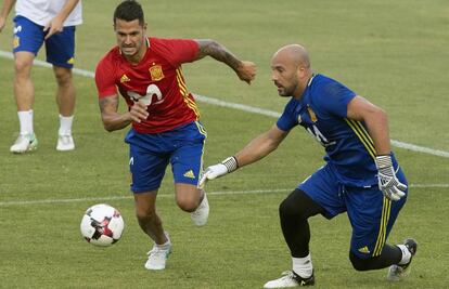 Los jugadores de la selección durante un entrenamiento.