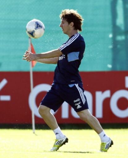 Messi, en el entrenamiento de la selección argentina.