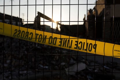 Una valla en Avenida 22 de Kenosha (Wisconsin), que este verano subrió graves disturbios. 