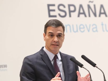  El presidente del Gobierno, Pedro S&aacute;nchez, interviene en la presentaci&oacute;n del anteproyecto de Ley de Cambio Clim&aacute;tico y Transici&oacute;n Energ&eacute;tica, del Plan Nacional integrado de Energ&iacute;a y Clima 