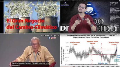 Captura de vídeos de YouTube donde se niega el cambio climático.