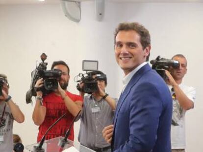 Albert Rivera, en rueda de prensa, en el Congreso.
