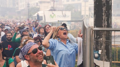 Mascletá en el Ayuntamiento de Valencia en las Fallas de 2018.