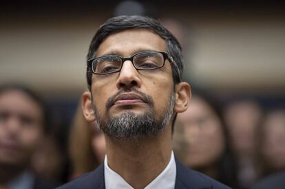 El consejero delegado de Google, Sundar Pichai, en el Congreso de EE UU.