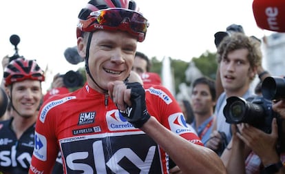 Chris Froome on his arrival in Madrid.