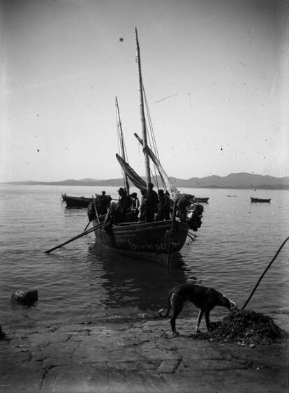 En la fotografía la llegada a puerto de un barco de sardinas al puerto de Vigo, agosto de 1894