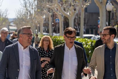 Salvador Illa, el candidato socialista de Cataluña durante su visita a Igualada, este sábado. 