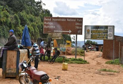 Los niños esperan en la entrada de uno de los sectores del Bwindi Impenetrable National Park. Muchos se prestan como 'porteadores' para facilitar a los turistas los recorridos por la selva a cambio de una compensación más alta de la que ganarían en un día de trabajo en el campo.